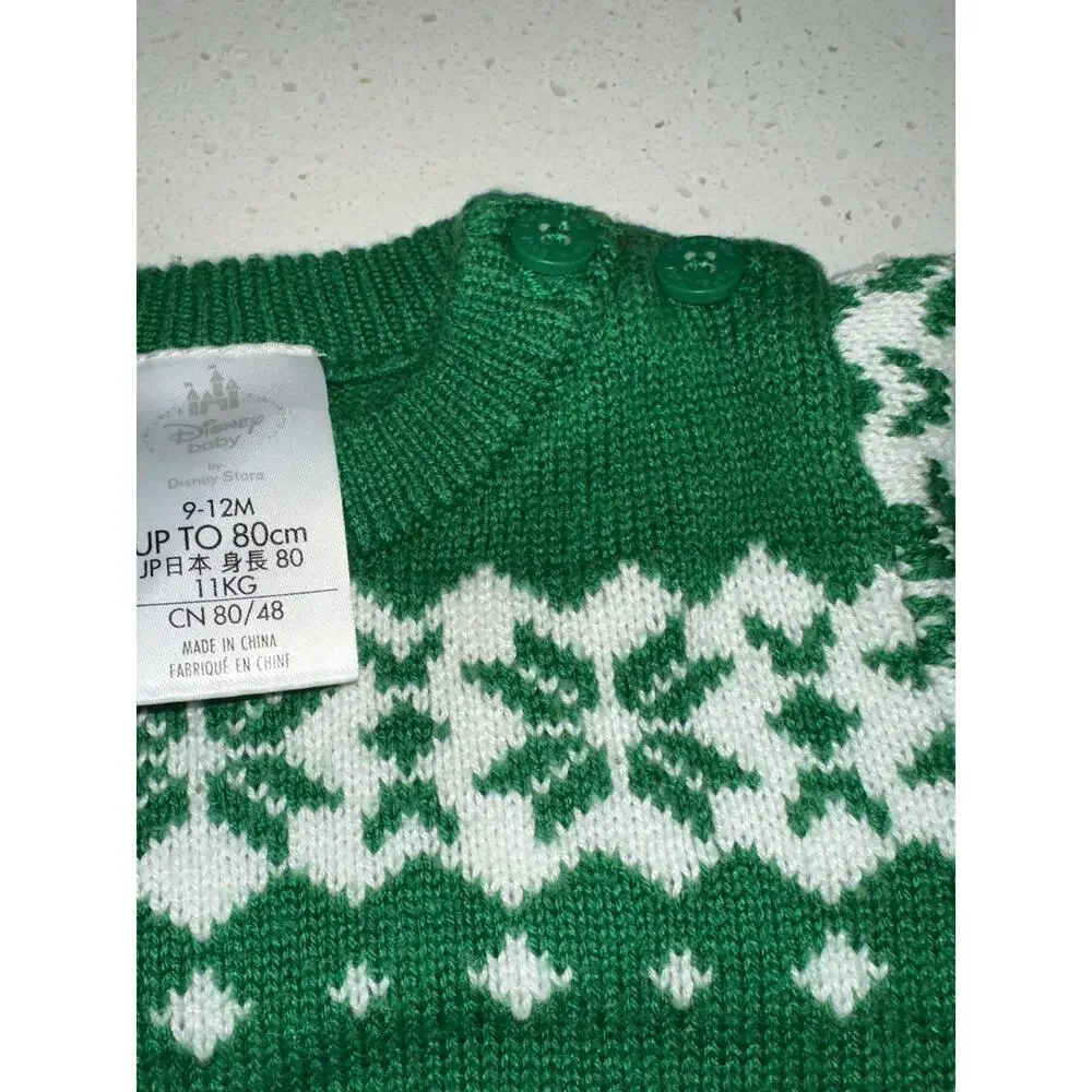 Disney Baby Christmas Sweater Unisex 9-12 M Green Mickey Mouse - Picture 7 of 7